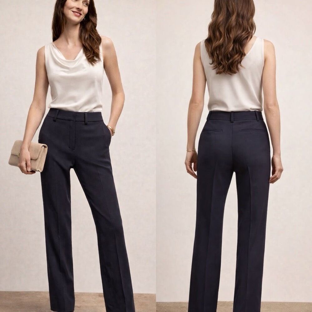 NWT M.M Lafleur The Smith Straight Trouser - Everyday Crepe w Topstitch, Sz 8, $